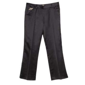 Pre Owned Just Cavalli Black Wool Logo Plaque Detail Straight Fit Trousers S