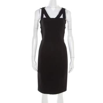 Pre Owned Just Cavalli Black Knit Cutout Back Detail Sleeveless Midi Dress S