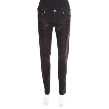 Pre Owned Just Cavalli Black Washed Denim Crystal Embellished Skinny Jeans M