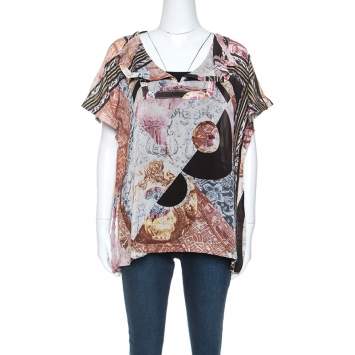 Pre Owned Just Cavalli Multicolor Printed Silk Top M