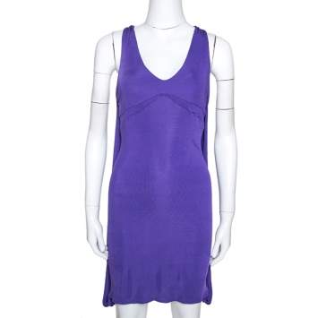 Pre Owned Just Cavalli Purple Stretch Jersey Sleeveless Mini Dress M