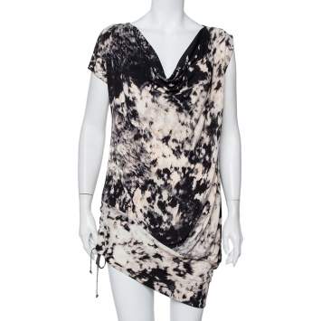 Pre Owned Just Cavalli Multicolor Abstract Printed Knit Tie Detail Mini Dress M