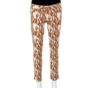 Pre Owned Just Cavalli Beige Animal Printed Denim Jeans M