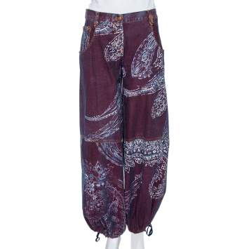 Pre Owned Just Cavalli Purple Painted Denim Flared Leg Jeans M