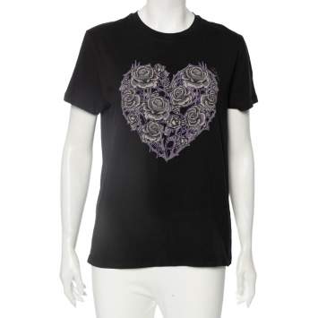 Pre Owned Just Cavalli Black Printed Short Sleeve T-Shirt L