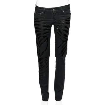 Pre Owned Just Cavalli Black Denim Crystal Embellished Slim Fit Jeans M