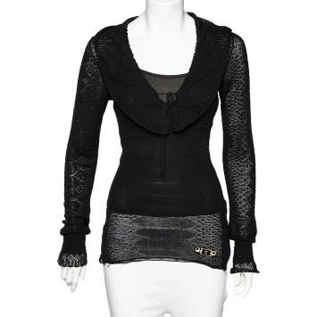 Pre Owned Just Cavalli Black Perforated Knit Top M