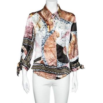 Pre Owned Just Cavalli Multicolor Silk Button Front Shirt M