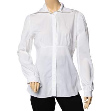 Pre Owned Just Cavalli White Cotton Paneled Button Front Shirt L