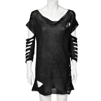Pre Owned Just Cavalli Black Knit Cutout Detail Tunic L