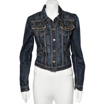 Pre Owned Just Cavalli Navy Blue Denim Button Front Jacket S