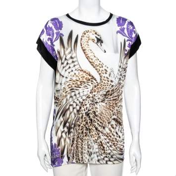 Pre Owned Just Cavalli Multicolor Printed Silk Top XXS