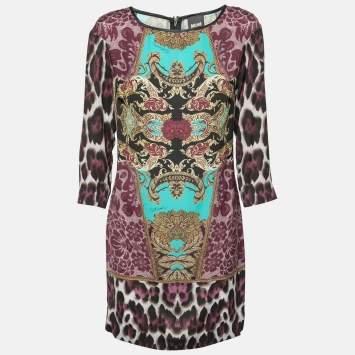 Pre Owned Just Cavalli Multicolor Printed Silk Midi Dress M