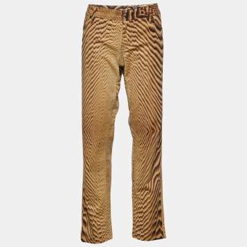 Pre Owned Just Cavalli Beige Animal Print Cotton Straight Fit Jeans XL Waist 38"