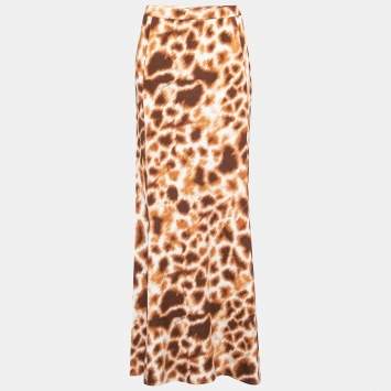 Pre Owned Just Cavalli Brown Animal Print Jersey Maxi Skirt M