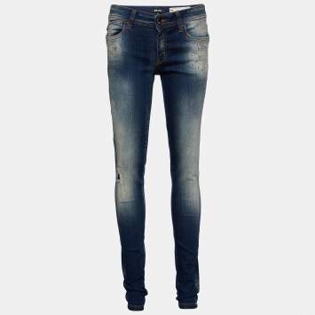 Pre Owned Just Cavalli Denim Skinny Leg Distressed Jeans M