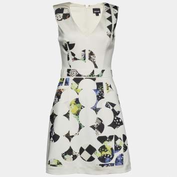Pre Owned Just Cavalli White Jersey Knit Patch Detail Sleeveless Mini Dress S