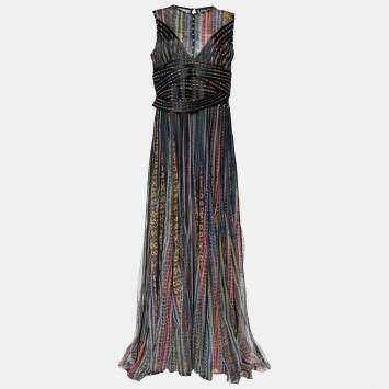 Pre Owned Just Cavalli Multicolor Tulle Sleeveless Gown XL