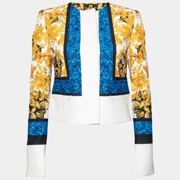 Pre Owned Just Cavalli Multicolor Printed Crepe Button Front Short Jacket S
