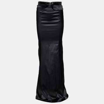 Pre Owned Just Cavalli Black Satin Mermaid Maxi Skirt S