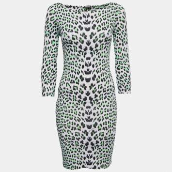 Pre Owned Just Cavalli Multicolor Leopard Print Jersey Short Dress XS