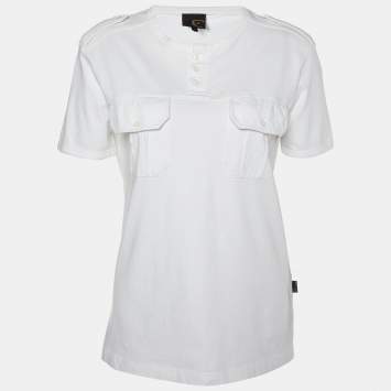 Pre Owned Just Cavalli White Cotton Knit Round Neck T-Shirt L