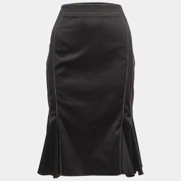 Pre Owned Just Cavalli Black Stretch Satin Peplum Skirt M