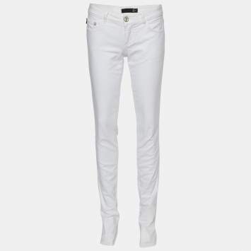 Just Cavalli White Denim Embroidered Pocket Detail Jeans S Waist: 30.5"