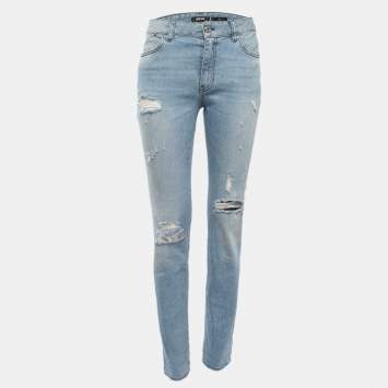 Just Cavalli Blue Distressed Denim Slim Fit Jeans M Waist 29"