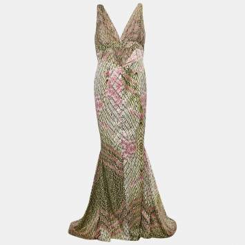Pre Owned Just Cavalli Multicolor Animal Printed Satin Maxi Dress 3XL