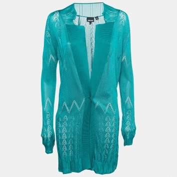Pre Owned Just Cavalli Green Knit Single-Button Cardigan S
