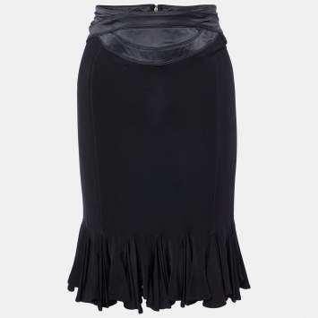 Pre Owned Just Cavalli Black Jersey & Satin Detail Mini Skirt M