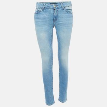 Just Cavalli Blue Denim Embroidered Pocket Slim Fit Jeans S Waist 26"
