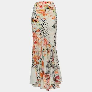 Pre Owned Just Cavalli Vintage Multicolor Floral Print Crepe Maxi Mermaid Skirt S