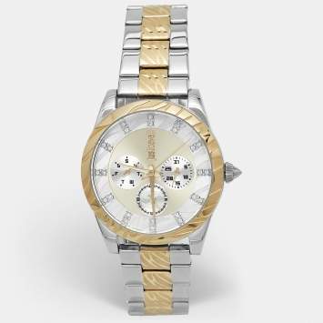 Pre Owned Just Cavalli Multicolor Two-Tone Stainless Steel Solo XL JC1L130M0085 Women's Wristwatch 40 mm