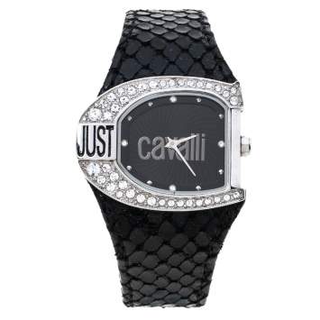 Pre Owned Just Cavalli Black Stainless Steel and Leather R7251160625 Women's Wristwatch 36 mm