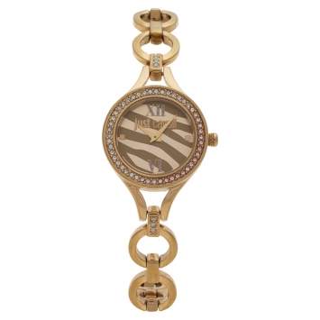 Pre Owned Just Cavalli Yellow Gold Tone Stainless Steel Crystal Embellished 7253603501 Women's Wristwatch 30 mm