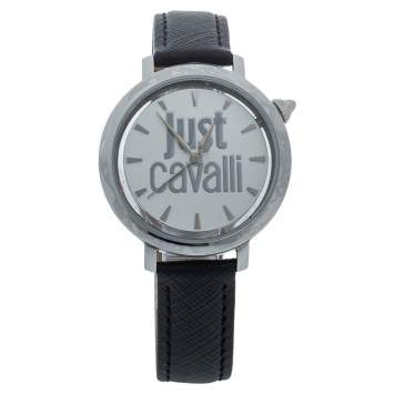 Pre Owned Just Cavalli White Stainless Steel Logo JC1L007L0015 Women's Wristwatch 34MM