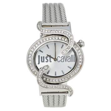 Pre Owned Just Cavalli Silver Stainless Steel Sin R7253591503 Women's Wristwatch 35 mm