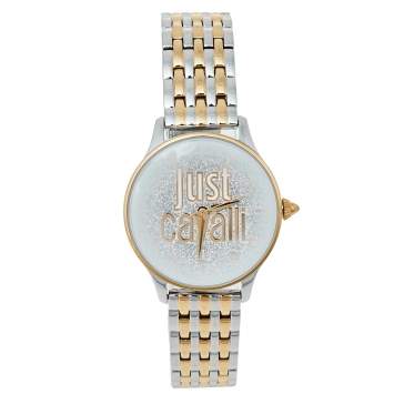 Pre Owned Just Cavalli Silver Two-Tone Stainless Steel 1L043 Women's Wristwatch 34 mm