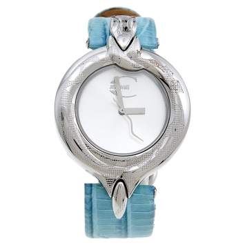 Pre Owned Just Cavalli Stainless Steel Leather 7251425535 Women's Wristwatch 32 mm
