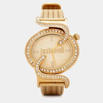 Pre Owned Just Cavalli Sin JC 2H Gold Plated Stainless Steel 7253591501 Women's Wristwatch 35 mm