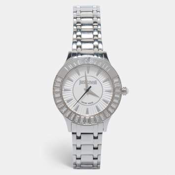 Pre Owned Just Cavalli Silver Stainless Steel Luminal R7253597501 Women's Wristwatch 39 mm
