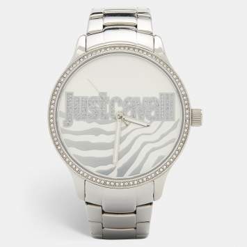 Pre Owned Just Cavalli Silver Stainless Steel Huge R7253127509 Women's Wristwatch 42 mm
