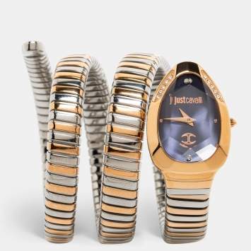 Pre Owned Just Cavalli Blue Two Tone Stainless Steel JC1L209M0085 Women's Wristwatch 22 mm