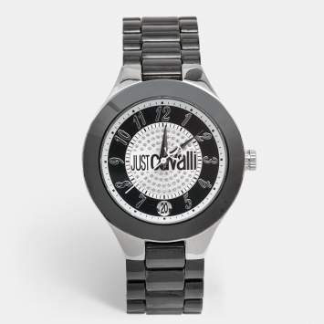 Pre Owned Just Cavalli Black Ceramic Stainless Steel R7253188525 Women's Wristwatch 41 mm