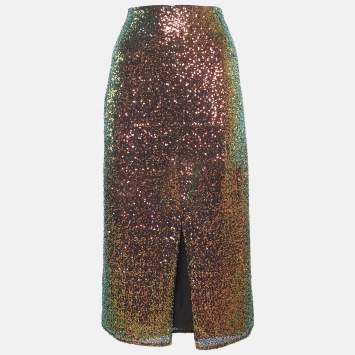 مملوكة مسبقًا Karl Lagerfeld Iridescent Sequin Pencil Skirt M