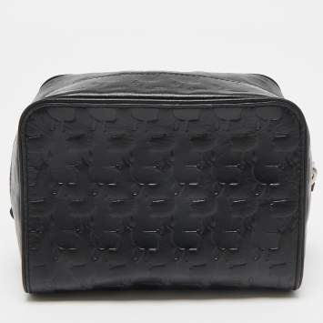 Pre Owned Karl Lagerfeld Black Embossed Leather Pouch