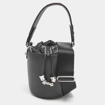 Pre Owned Karl Lagerfeld Black Leather K/Charms Bucket Bag