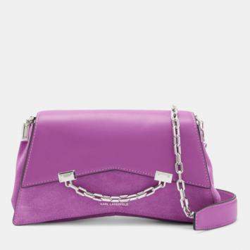 مملوكة مسبقًا Karl Lagerfield Kseven 2 Sp Cb Suede Purple Suede Shoulder bag